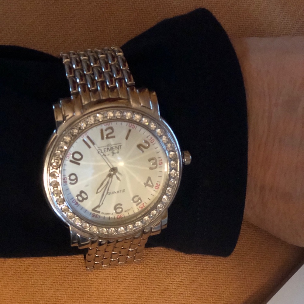 Elements Stainless Watch Oversized Rhinestone Face - image 1